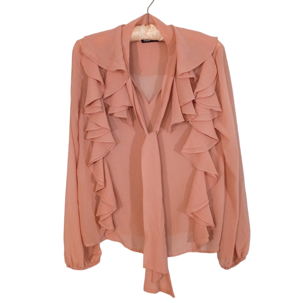 NWOT | INA Frilly Tie Neck Blouse | US M